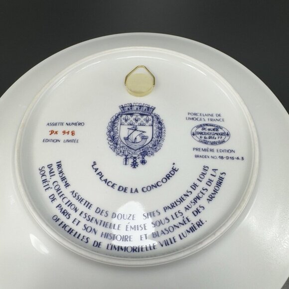 La Place de la Concorde Dish Plate Louis Dali Les Douze Sites Parisiens Ceramic - Picture 4 of 11